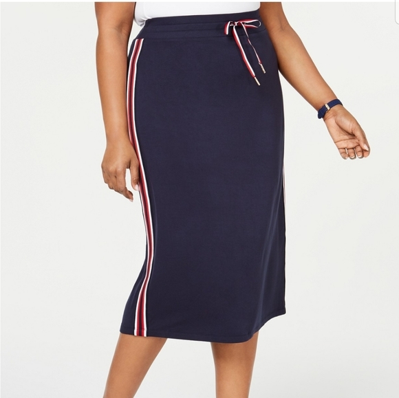 Tommy Hilfiger Drawstring Side Striped Skirt NWT - Picture 2 of 10